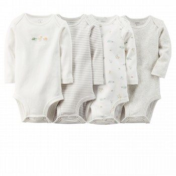 White Animal 4-Pack Bodysuits