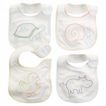 White Animal 4-Pack Bibs