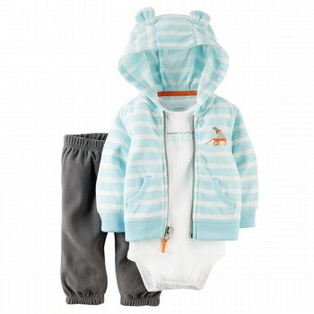 Light Blue Striped Hoodie Set