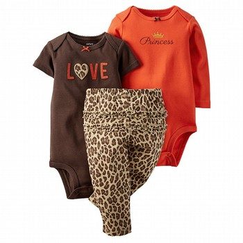 Animal Ruffle Bodysuit & Pant 3 Piece Set