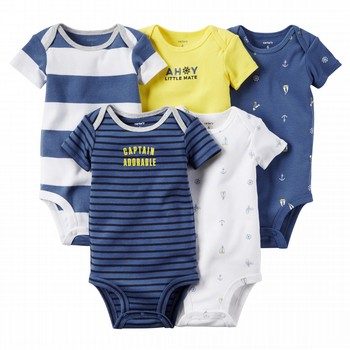 Blue Stripe 5 Pack S/S Bodysuits