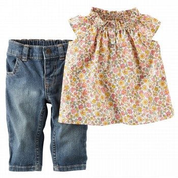 Floral Top & Denim Pant Set