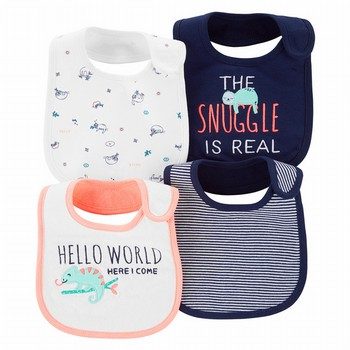 New Carter's Boys 4 Pack Bibs Snuggle is Real Sloth Hello World Here I Come 