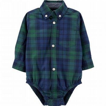 Plaid Button-Front Bodysuit