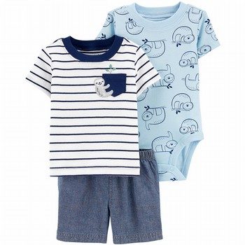 3-Piece Sloth Little Short Set