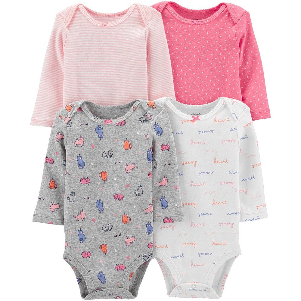 Carter's Baby Girls' 5 Pack Bodysuits (Baby), Kitty Love