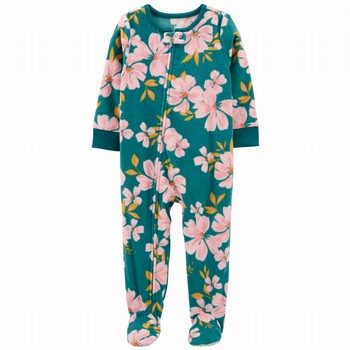 Floral Fleece Footie One Piece PJs