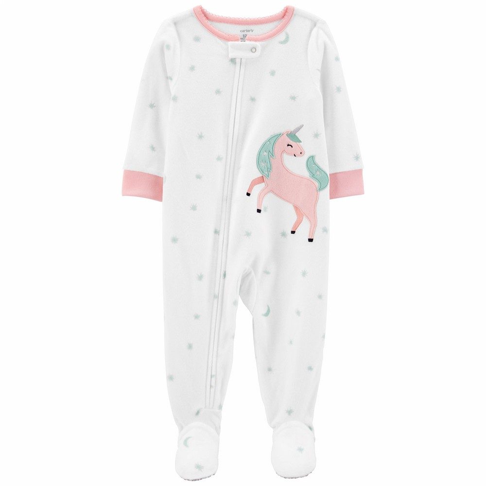 Carter's Baby Girls' Unicorn 1-Piece Pajamas - Set of 2 (Footless Fleece)