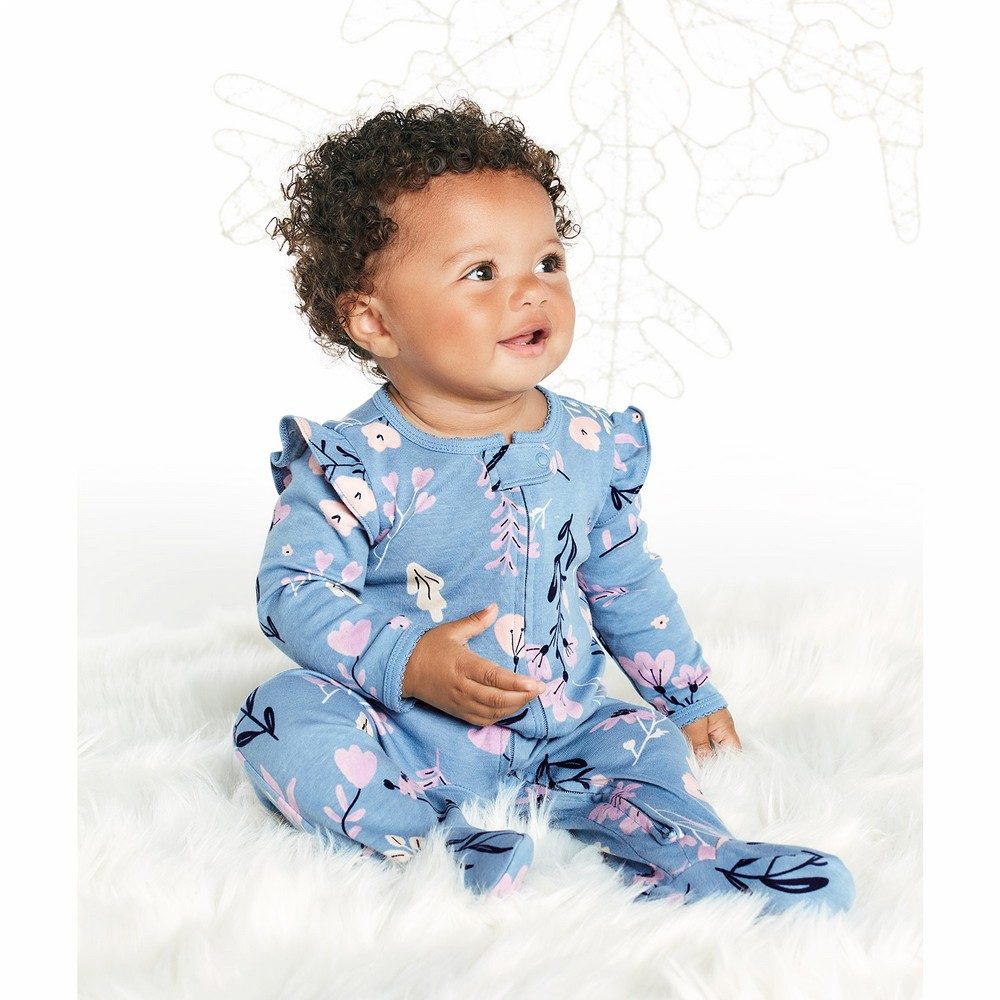 Carter's Floral 2Way Zip Cotton Footie Sleep & Play Onesie Baby Girl