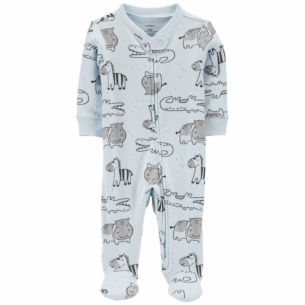 Carter's Animals 2-Way Zip Cotton Footie Sleep & Play Onesie | Baby Boy