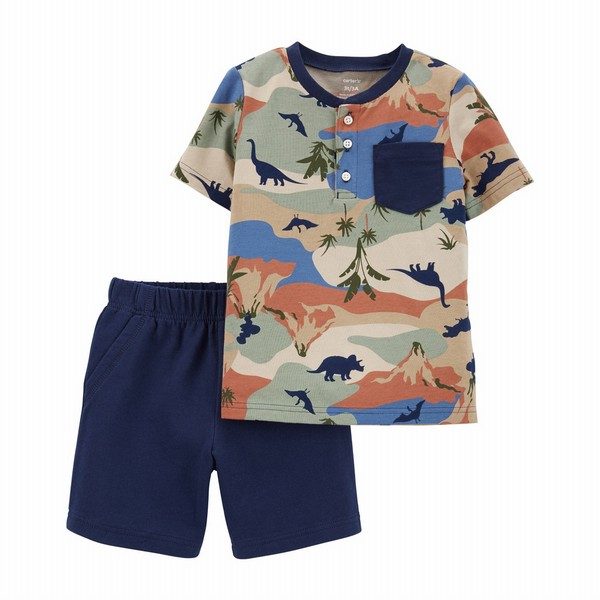 Carter's 2-Piece Dinosaur Jersey Tee & Short Set | Baby Boy