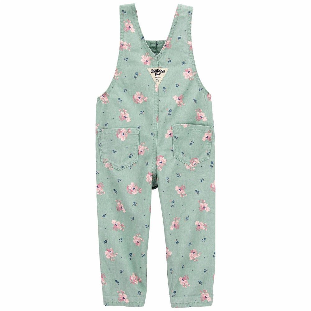 OshKosh B'gosh Twill Floral Overalls | Baby Girl