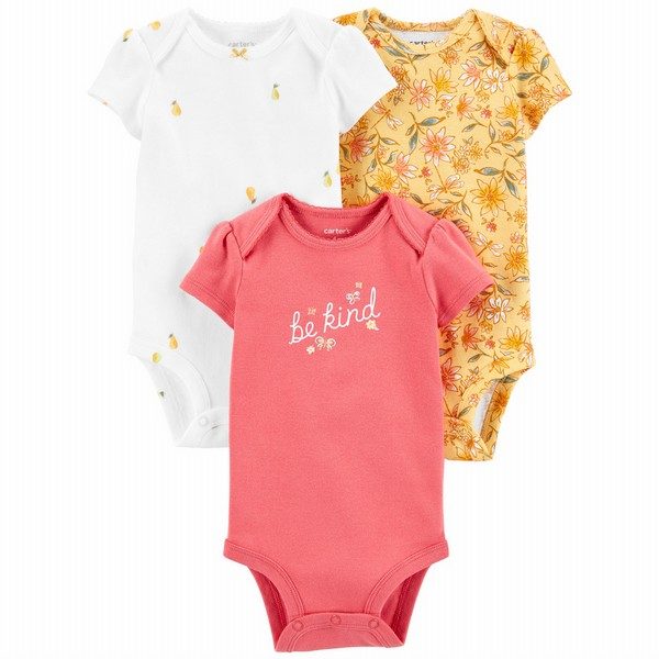 Carter's 3Pack Floral S/S Bodysuits Baby Girl