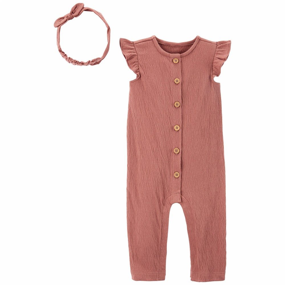 Carter's 2Piece Crinkle Jersey Jumpsuit & Headwrap Set Baby Girl