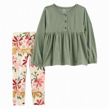 2-Piece Crinkle Jersey Top & Floral Legging Set