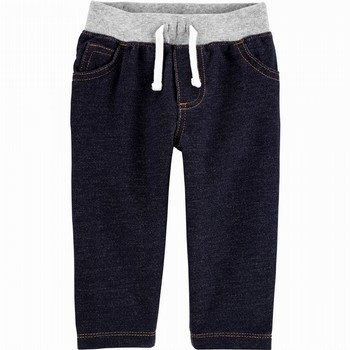 Pull-On Knit Denim Pants