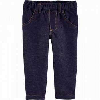 Pull-On Yarn-Dyed Denim Pants