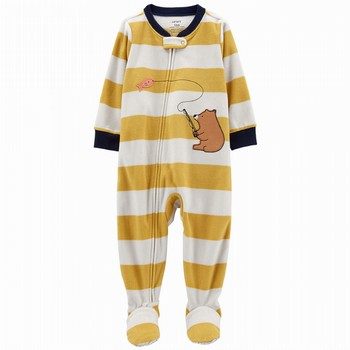 Striped Bear Fleece Footie One Piece Pyjamas
