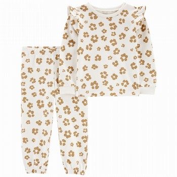 2-Piece French Terry Top & Leopard Pant Set