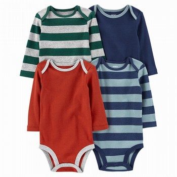 4-Pack Striped Long-Sleeve Bodysuits