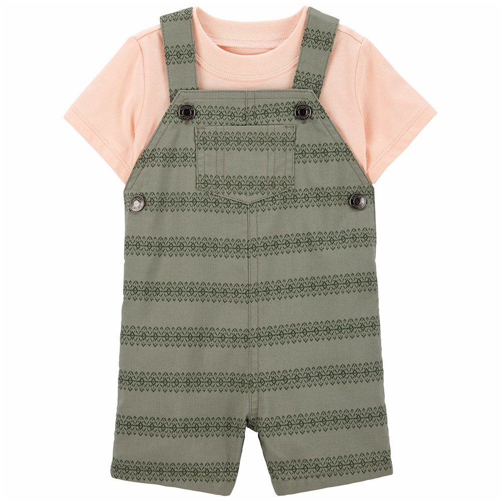 Carter's 2-Piece Green Striped Overall Set | Baby Boy