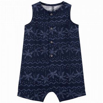Printed Button-Front Romper