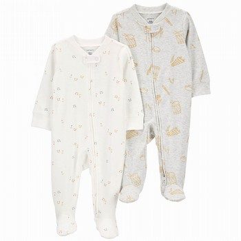 2-Pack 2-Way Zip Cotton Blend Sleep & Play One Pieces