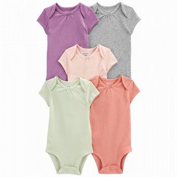 5-Pack Short-Sleeve Solid Bodysuits