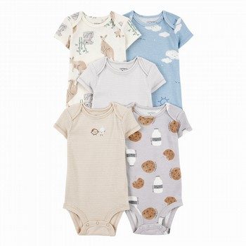5-Pack Kangaroo Cloud Short-Sleeve Bodysuits