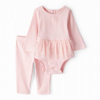 2-Piece Ribbed Tutu Bodysuit Pant Set