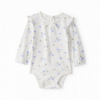 Butterfly Print Long-Sleeve Bodysuit