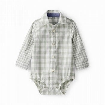 Plaid Long-Sleeve Button-Down Bodysuit