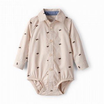 Race Car Print Long-Sleeve Button-Down Bodysuit