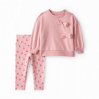 2-Piece Cherry Bow French Terry Sweatshirt & Pant Set