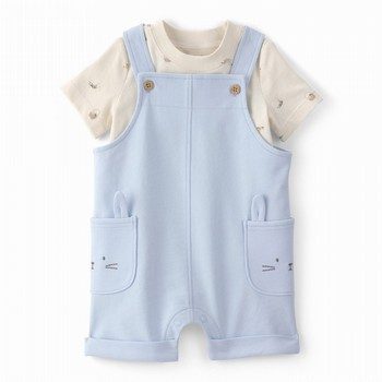 2-Piece Easter Bunny Shortall Set/Cream
