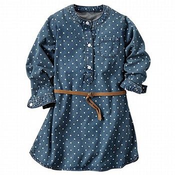 Woven Denim Dot Dress