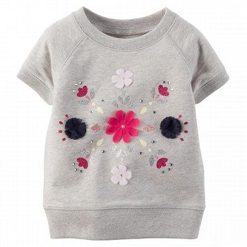 Pink & Grey Flower Graphic T-Shirt