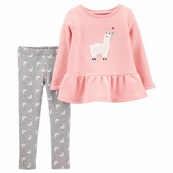 2-Piece Llama Fleece Top & Legging Set