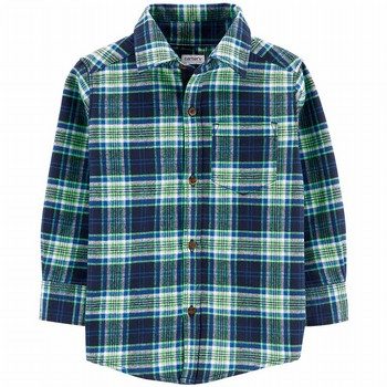 Plaid Twill Flannel Button-Front Shirt