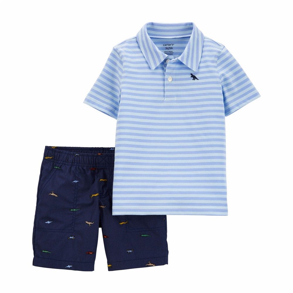 Carter's 2-Piece Striped Polo & Short Set | Toddler Boy