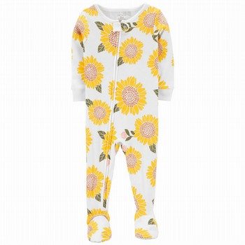 Sunflower Snug Fit Cotton Footie One Piece PJs