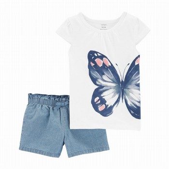2-Piece Butterfly Tee & Chambray Short Set