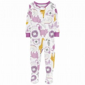 Safari Animals Snug Fit Cotton Footie One Piece PJs