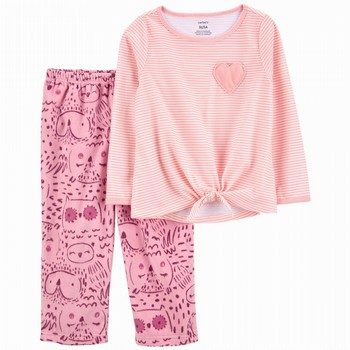 2-Piece Loose Fit Poly & Fleece PJs