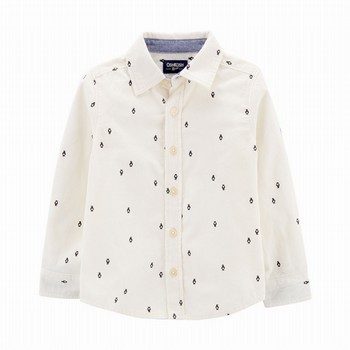 Penguin Print Soft Corduroy Button-Front Shirt