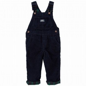 Plaid-Lined Corduroy Overalls
