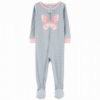 Butterfly Snug Fit Cotton Footie One Piece PJs