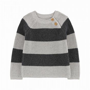 Crewneck Cable Knit Striped Sweater