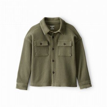 Long-Sleeve Waffle Knit Utility Shirt