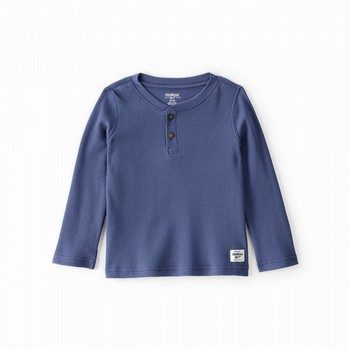 Long-Sleeve Henley Thermal Knit Tee